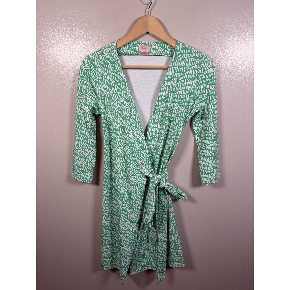 Persifor Louise Wrap Dress Size XS Green Jersey Stretch Travel Work Casual
